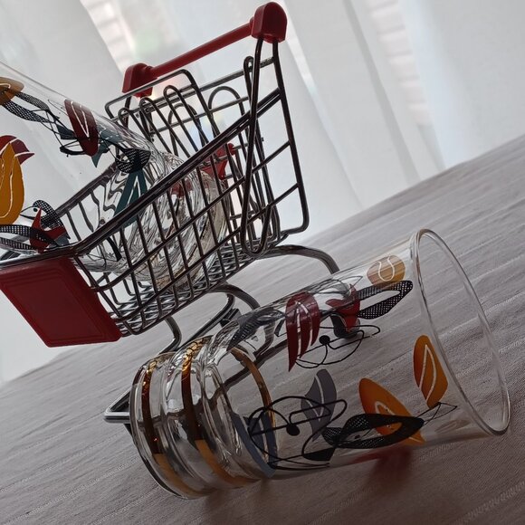 Vintage, Retro, 50s French style, small Glasses duo,  Abstract Atomic pattern - Picture 6 of 16